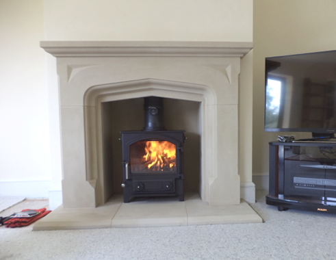 Faraday Stoves working on a fireplace in Honiton. A Town and Country Fires, Little Thurlow stove was installed.