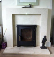 Crema Marfil marble to be fitted with a Town & Country Fires, Rosedale 5ke inset stove